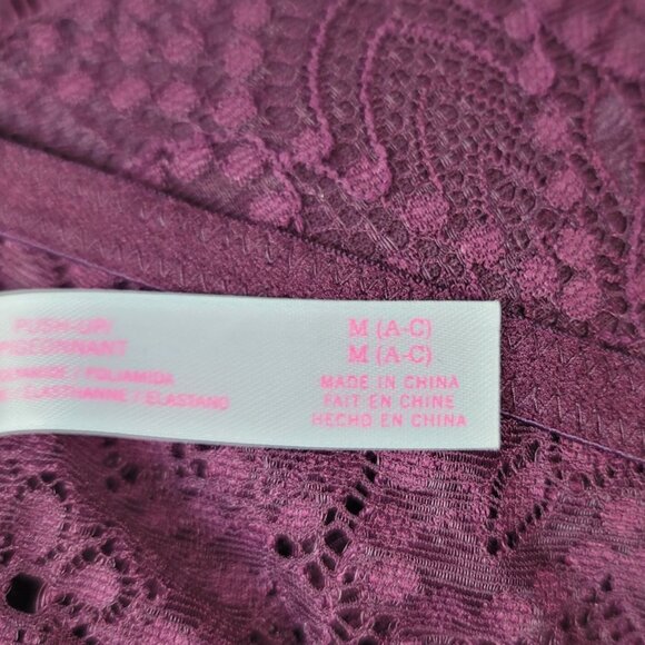 Victoria's Secret PINK High-Neck Bralette Purple Medium Lace Adj Scalloped Edges - Picture 9 of 10